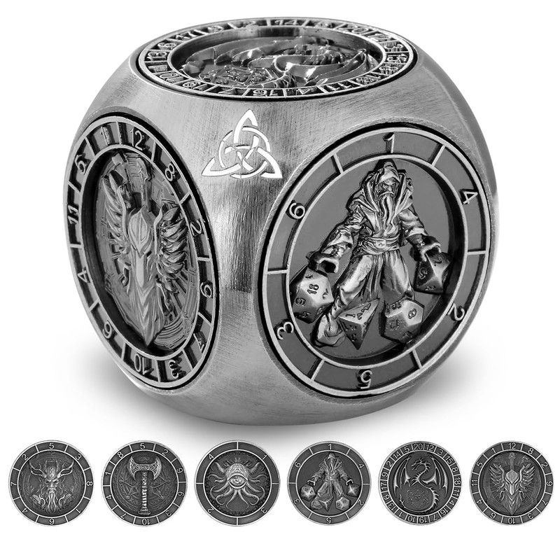 DND Fingertip Spinner Dice, 7-in-1 Metal Dice Set with 3D