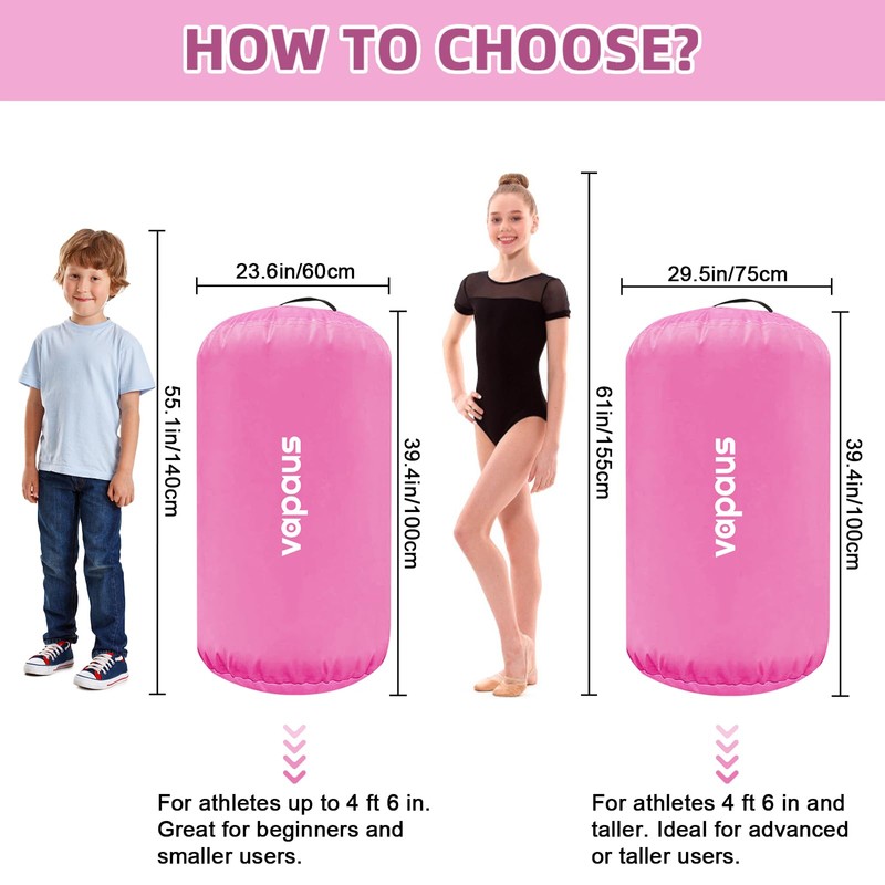 Vapaus Gymnastics Air Barrel Inflatable Tumbling Roller Mat Back Handspring