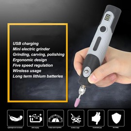 Mini Rotary Tool, Portable Wireless Electric Engraving Pen Set, 5 Speeds and USB Charging, Portable Power Rotary Tool Set, for Grinding, Polishing,