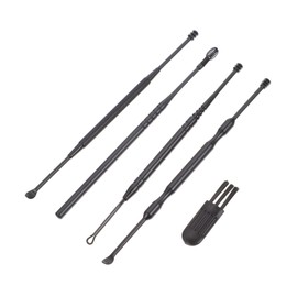 Gatuida 3sets Ear Wax Removal Tools Stainless Steel Ear Cleaning Kit Brush Clean Supplies for Home Use Smooth Polished Wax Remover