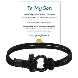 SUNSH To My Son Bracelet - Hand woven vintage horseshoe buckle 8 inch nautical milanese rope Optional bracelet Mom and Dad Inspirational Gifts for son Back to School Bracelet First Day of School Gift