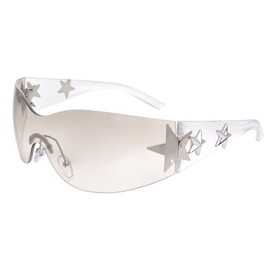 Nydotd Rimless Y2K Sunglasses Wrap Around Trendy Glasses for Women Men Frameless Sun Glasses 2000S Fashion Cool Shield Shades (Clear Frame/Clear Lens)