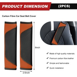JUSTTOP 2 PCS Car Seat Belt Cover Pads, Carbon Fiber Soft Comfortable Seatbelt Protector Shoulder Strap, Safety Belt Pad Protect Neck and Shoulder from Rubbing, Car Accessories (Orange)