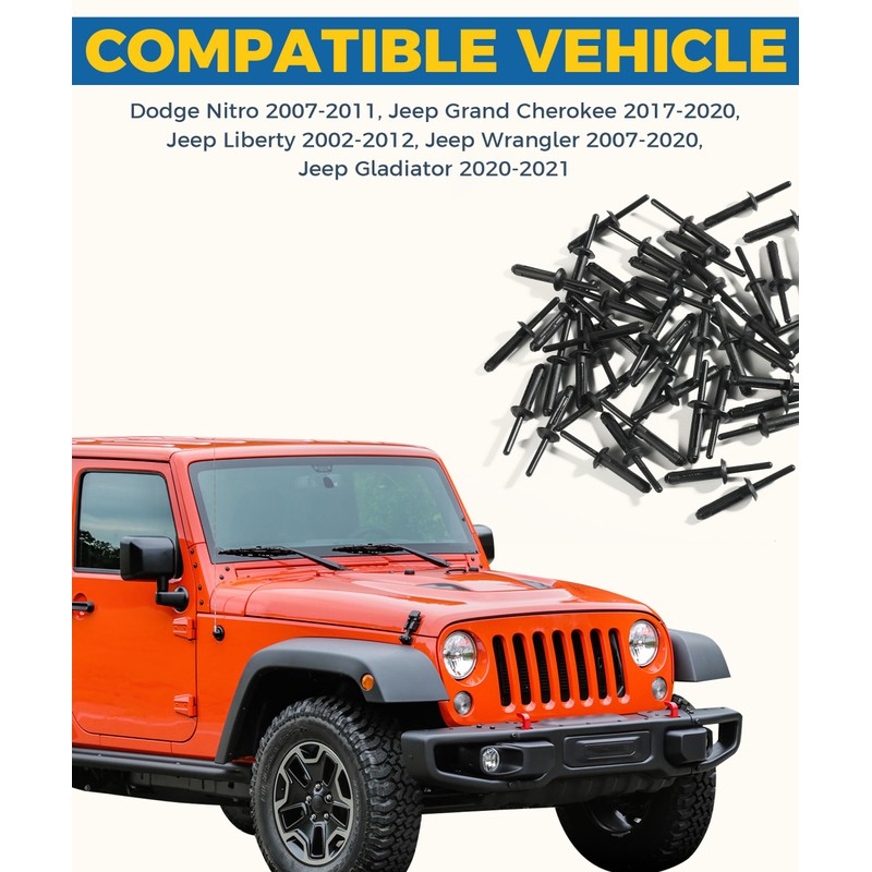 UBOG Plastic Rivets,Car Accessories 1/4" Hole Plastic Rivet,Fender Liner Bumper