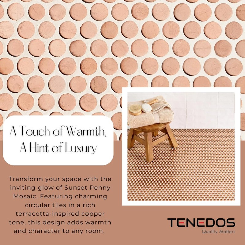 Tenedos HTC200 Copper Penny Glass Mosaic Tile