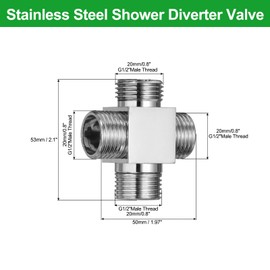 QUARKZMAN G1/2" Duschumsteller 4 Wege Ventil aus Edelstahl, Bidet Adapter Steckverbinder für Schlaucharmatur Tee mit PTFE Band fürWinkelventil Badarmatur Toilettenarmatur (50mm, Silber)