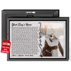 H-DEWALL Customized Song Lyrics Canvas Framed: Thoughtful Gift For Her. Personalize With Favorite Song Lyrics. Create Lasting Memories