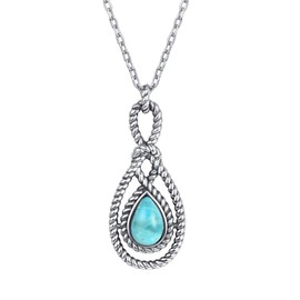 TUNGSTORY Turquoise Necklace for Women Celtic Knot Pendant Necklace with 18" Cable Chain Birthday Gift for Her