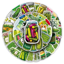 Pickle Stickers,50Pcs Funny for Adults, Cartoon Cucumber Sticker Vinyl Waterproof Stickers for Water Bottle, Laptop, Phone, Skateboard, Scrapbook, Journal, Luggage, Party Supplies