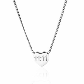 AditiGarden Angel Number Heart Charm, 11:11 1111 222 333 444 555 777 888 999 Spiritual Lucky Necklace for Women (11:11 Silver)