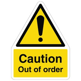 V Safety Shaped Safety Sign - Caution Out Of Order - 150X200-1MM Rigid Plastic