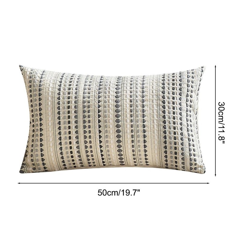 MiOYOOW Boho Throw Pillow Covers, 2Pcs Striped Textured Pillowcases Square