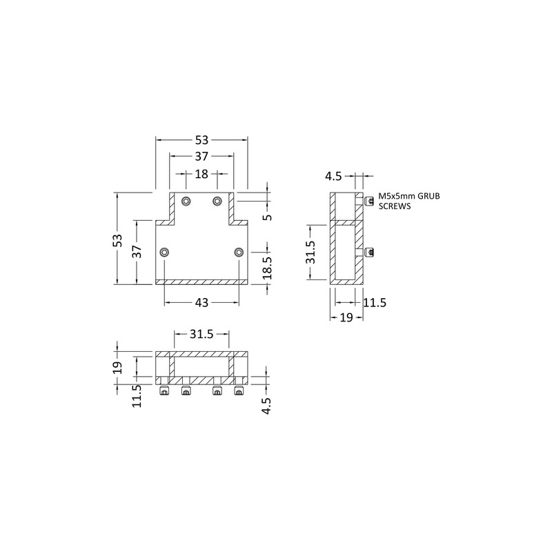 Hudson Reed FIX031 Chrome Wetroom Screens Wetroom Screen Support Bar