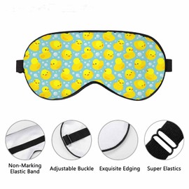 Vnwoalu Yellow Rubber Ducks Sleep Eye Mask Cute Duck in Water Men Women Sleep Mask with Adjustable Strap Eye Cover Eye Shade for Travel, Nap,Meditation