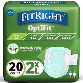 FitRight - Calzoncillos extra para adultos con pestañas, absorción moderada, XXL, 60"-69", paquete de 20