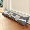 Embroidered Grey Heart Door Draught Excluder Stopper Cushion