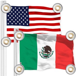 G128 Combo Pack: American USA Flag 3x5 Ft & Mexico Mexican Flag 3x5 Ft  Both
