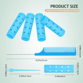 Syhood 29 Pcs Small Size Hair Roller Set Includes 28 Plastic Smooth Rollers 0.63 Inch/ 1.6 cm Hair Curlers with Steel Pin Tail Comb for Short Long Hairdressing Styling Tools, Blue