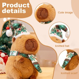 Capybara Plush Toy, 30CM Capybara Doll, Christmas Outfit Capybara Stuffed Animal, Dress Up Capybara Teddy, Cute Capybara Teddy for Kids Birthday Christmas Toys Gifts Home Decoration Boys Girls, Green