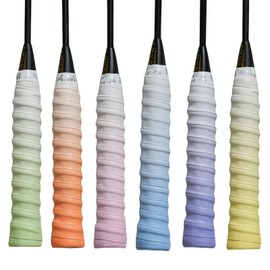 JMFahrrad 6 Pack Gradient Color Tennis Racket Grip Tape Sweat-Absorbent Tennis Overgrip Tapes Anti-Slip Dry Feel Pre-Cut Grip Tapes for Tennis Badminton Pickleball Racket