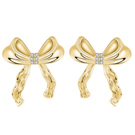 Micory 925 Sterling Silver Women's Bow Stud Earrings, Gold Earrings for Women and Girls, Hypoallergenic Earrings for Women, Silver