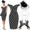 JenPen 5 Pcs Tea Party Dresses Vintage Rose Polka Dot