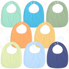 Jortmrd Pack of 8 Neckerchief Baby Adjustable Bibs Baby Cotton Drool Bibs Baby Soft Absorbent Muslin Neckerchiefs Baby for Boys and Girls Children, Blue, light blue, yellow, orange, light yellow,