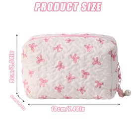 YSUY Small Makeup Bag for Handbag, Cute Coquette Make Up Bag, Mini Quilted Cosmetic Pouch - Pink Handbag Organizer, Small Travel Make Up Bags for Purse (Pink)