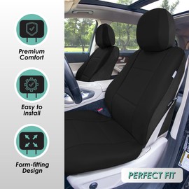FH GRO Car Seat Covers PU Leather 3 Row 8 Seater Car Seat Covers, Airbag Compatible and Split Bench - Fit Most Car, Truck, SUV, & Van Solid Black