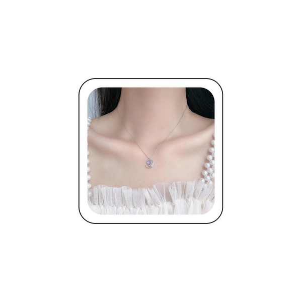 Wendalern Crystal Rhinestone Crescent Moon Necklace Diamond CZ Starry Sky