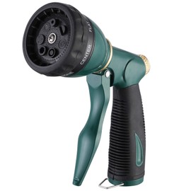 FANHAO Garden Hose Nozzle Sprayer Heavy Duty, 100% Metal Spray Nozzle High Pressure Water Hose Nozzle with 7 Patterns for Watering Garden, Washing Cars and Showering Pets