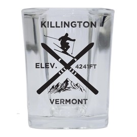 R and R Imports Killington Vermont Ski Snowboard 2 Ounce Liquor Shot Glass Square Base