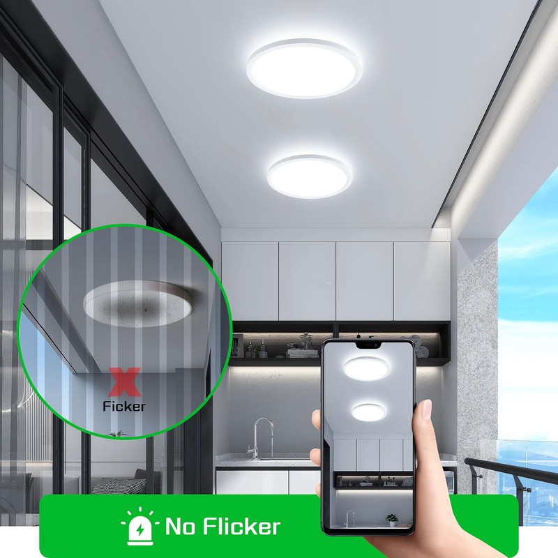 OTREN Ceiling Light LED Ceiling Light Flat IP44 Modern 6500