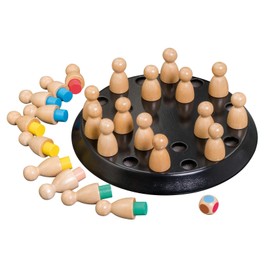 Philos 3171 Memo Game (Black, Black), Memory Chess, Match Stick, Memory Game Made of Wood, with 24 Game Cones with 4 Colours and 1 Dice, Made of MDF and Robinia Wood
