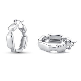 Rajputana Silver Hoop Earrings for Women Girls, 18K Chunky Silver Hoop Earrings Hypoallergenic Lightweight Hollow Open Earrings Trendy Jewellery