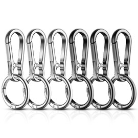 flintronic Pack of 6 Carabiner Key Chains, Metal Carabiner Keyring, Removable Carabiner Hook, Small Carabiner for Car Keys, Backpack, Camping, Travel (Black