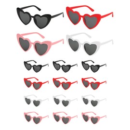 Cartlant 16Pcs Heart Sunglasses, Fun Vintage 4 Coloured Love Heart Glasses, Fashion Retro Heart Shaped Sunglasses Womens UV Protection Eyewear for Hen Wedding Festival Party Favours Photo Booth Props
