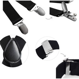 axy Children’s Y-Shape Suspenders with Bow Tie, 3 Extra-Strong Clips, Plain Colours, High-Quality