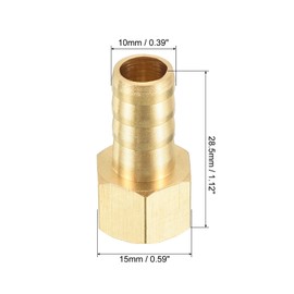 PATIKIL Hose Barb Fitting Straight 10mm Barbed G1/4 Female Thread, 3 Pack Brass Mini Pipe Connector, Yellow