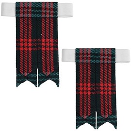 Allsafe Traders Scottish Tartan Kilt Flashes with Elastic Adjusters (Ross Hunting)