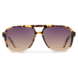 WearMe Pro Chic Retro Oversized Polarized Sunglasses: Statement Aviator for Women (Tortoise Clear Frame/Gradient Sunset Lens)