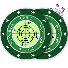 DESELL Golf Green Reader, 2 Pack Golf Ball Marker Hat Clip with High Precision Horizontal Bubble, Putting Training Aid Golf Accessories Tool Gift for Men Women (Green Green)