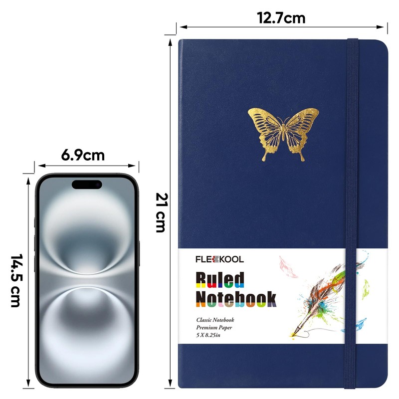 FLEEKOOL Classic Lined Journal Notebook, Hardcover Leather Journals for Women