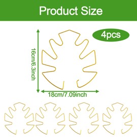 Tinoaly 4pcs Monstera Leaf Plant Support, Metal Monstera Support Climbing Plant Stem Stabilizer Holder for Indoor Outdoor Gardening Growth Accessories (Gold)