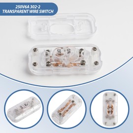 Inline Switch 2 Pcs, Clear Lamp Cord Button Torpedo Switch, 6A 250V, Universal ON/OFF Electrical Appliance Switches, for Light Repair and Replacement Control Power Plug Desk Table Light Parts