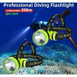 2 x Professional Diving Head Lamp Wearing Diving Lamp Led Strong Light Headlight