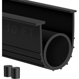 MYFAMIREA Garage Door Bottom Seals Rubber 10FT Weather Stripping Weatherproof Seal Replacement Strip Kit with 5/16" T Ends & 2 End Plugs, Universal U+O Ring Buffering Sealing for Double Track, Black