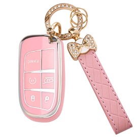 TECARATE for Jeep Dodge Key fob Cover - Soft TPU Car Key Case Protector Fit for Jeep Grand Cherokee Renegade Chrysler 200 300 Dodge Durango Challenger Journey