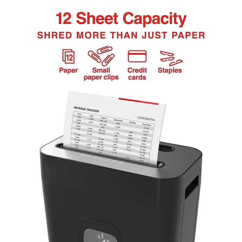 Staples Paper Shredder, 12-Sheet Cross-Cut, Anti-Jam, for Office & Home