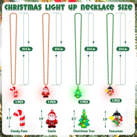 4 Pack Christmas Party Favors, 3 Modes Christmas Lights Necklace, Colorful Light Up Christmas Necklace, Ugly Sweater Party Xmas Decorations, Safe Battery Operated Xmas Party Accessories for Children